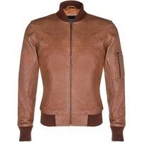 Infinity Leather Men's Retro MA-1 Leather Bomber Jacket-Arlington in Tan | Size: 3XL