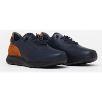 The Wolf Men's Hammersmith Leather Casual Trainers in Navy | Size: 9