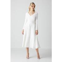 Coast Women's V Neck Full Skirt Midi Wedding Dress in Ivory | Size: 12