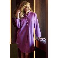 British Boxers Women's 'Fuchsia Pink' Herringbone Brushed Cotton Nightshirt in Magenta | Size: Medium