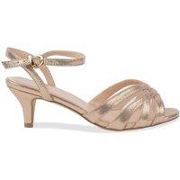 Paradox London Women's Shimmer 'Theresa' WIDE FIT Kitten Heel Ankle Strap Sandal in Gold | Size: 3