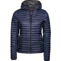 TEE JAYS Women's Crossover Hooded Padded Outdoor Jacket in Dark Navy | Size: 2XL