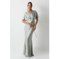 Coast Women's Batwing Sleeve Satin Fishtail Bridesmaid Dress in Sage | Size: 10