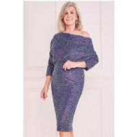 Goddiva Women's Velvet & Sequin Cowl Midi Dress in Blue | Size: 8