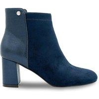 Paradox London Women's Alathea' Micro Suede Mid Block Heel Ankle Boot in Navy | Size: 8