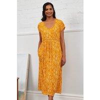 Nomads Clothing Women's Viscose Waist Seam Midi Dress in Yellow | Size: 10