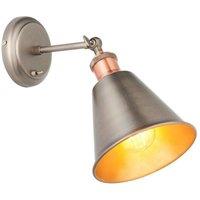 Netlighting Hal Metal Wall Lamp Aged Pewter Aged Copper Plate in Grey