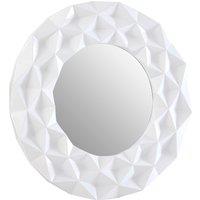 Orsina White High Gloss 3D Design Wall Mirror, Easy to Clean Bedroom Wall Mirror, High-quality Antique Mirror