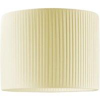 Happy Homewares Contemporary Designer Double Pleated Cotton Fabric Drum Lamp Shade in Cream | Size: 12 inches