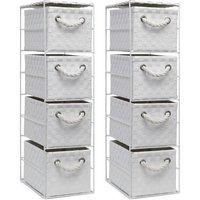 Arpan 4-Drawer Storage Unit Ideal for Home/Office/Bedrooms (4-Drawer 18x25x65cm) Pack of 2 in White | Size: 18 x 25 x 65 cm