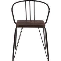 Orsina Sturdy Metal & Elm Wood Arm Chair, Accent Dining Arm Chair, Wooden Chair for Home, Office, Lounge in Black