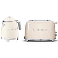 Smeg Mini Kettle & 2-sl Toaster, 50's Style Retro Range, Cream