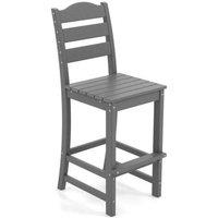 Costway Outdoor HDPE Bar Stool Patio Tall Bar Chair w/ Backrest Footrest All Weather in Grey