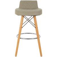 Orsina Grey Leather Effect Seat Bar Stool, Comfortable Faux Leather Bar Stool, Space-Saver Kitchen Bar Stool