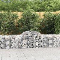 Berkfield Home Arched Gabion Baskets 9 pcs 200x50x60/80 cm Galvanised Iron in Silver
