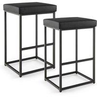 Costway Set of 2 Bar Stools Dining Counter Height Chair Modern Upholstered Pub Stools in Black