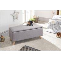 GFW Secreto Fabric Storage Ottoman Bench in Light Grey