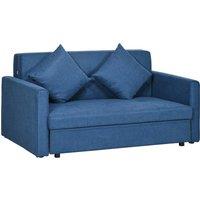 HOMCOM Convertible 2 Seater Sofa Bed with 2 Cushions Storage for Living Room in Dark Blue