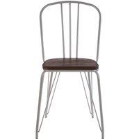 Orsina District Metal & Elm Wood Chair in Grey