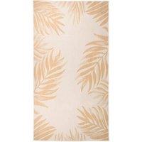 Berkfield Home Outdoor Flatweave Rug 80x150 cm Leaf Pattern in Yellow | Size: 100 cm diameter