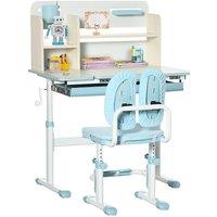 HOMCOM Height Adjustable Kids Desk & Chair Set, for Ages 3-12 Years in Blue