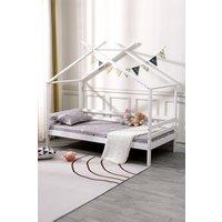 SlumberWorx Teddy Kids Childrens Wooden House Treehouse Single Bed Frame in White