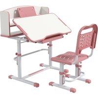 ZONEKIZ Height Adjustable Kids Desk & Chair Set with Drawer, for Ages 6-12 Years in Pink