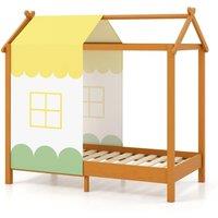 Costway Kids House Bed with Roof Children's Montessori Bed Frame w/ Removable Bed Canopy