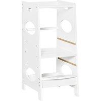 HOMCOM Toddler Step Stool Kids Adjustable Standing Tower with Safety Rail in White