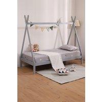 SlumberWorx Harry Kids Childrens Wooden Teepee Tent Single Bed Frame in Grey