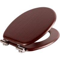 1x Mahogany Soft Close Wooden Toilet Seat - Oval Shape Bathroom WC Top Fittings