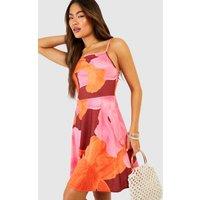 Abstract Floral Printed Swing Dress