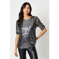 Puff Sleeve Sequin Top