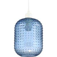 Modern Designer Midnight Navy Blue Rectangular Dimpled Glass Pendant Light Shade