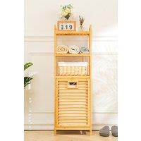 Laundry Hamper Basket with Liner Bag Bamboo Storage Clothes Hamper with Handles