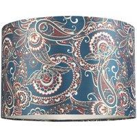 Classic Paisley Bohemian Print Satin Fabric Lamp Shade in Teal with Cream Inner