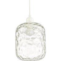 Clear Glass Pendant Lamp Shade with Crater Effect Moulded Design - 22cm x 18cm