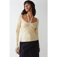 Ribbed Tie Front Jumper