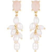 Gold Plated Semi Precious And Freshwater Pearl Earrings