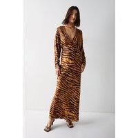 Petite Animal Print Premium Satin Batwing Dress