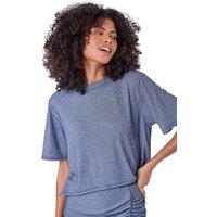 Metallic Shimmer Ribbed Stretch T-Shirt