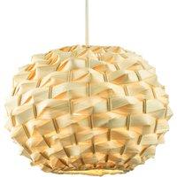 Designer Oval Bamboo Pendant Light Shade with Authentic Bamboo Ribbon Strapping