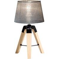 Modern Table Lamp Tripod Wooden Lampshade for Bedroom Bedside Dcor