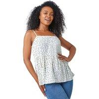 Ditsy Spot Print Peplum Vest Top