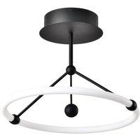 Sleek Contemporary Matt Black Sand Ceiling Light with Opal LED Circular Ring