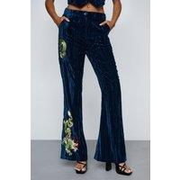 Premium Embroidered Velvet Flare Pants