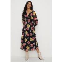 Petite Floral Print Chiffon Midi Dress