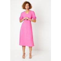 Pink Crepe Midi Tea Dress