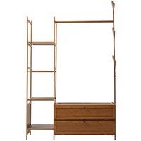 Freestanding Bamboo Clothes Rack with Storage Shelves