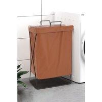 Collapsible PU Leather Laundry Hamper with Metal Frame